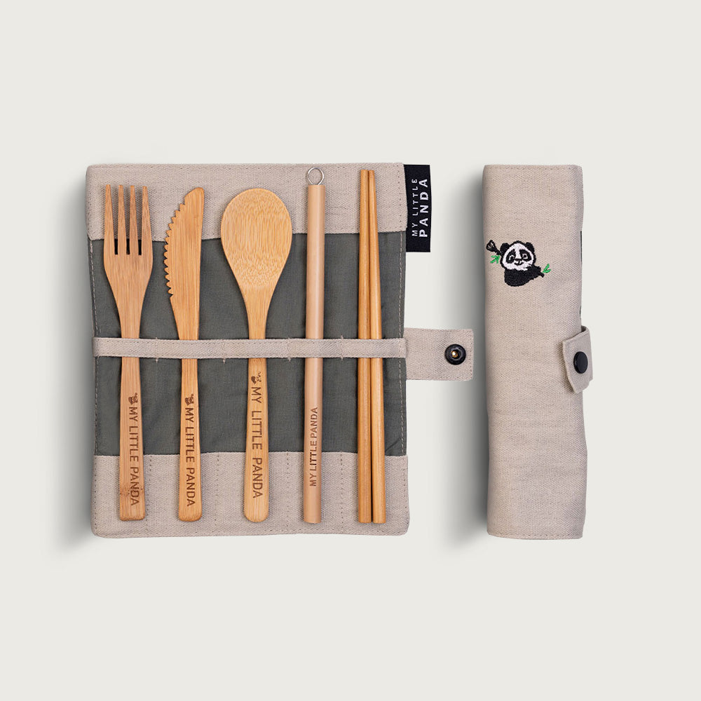 Bamboo Eco-Dining Kit: Cutlery, Chopsticks, & Straw Set